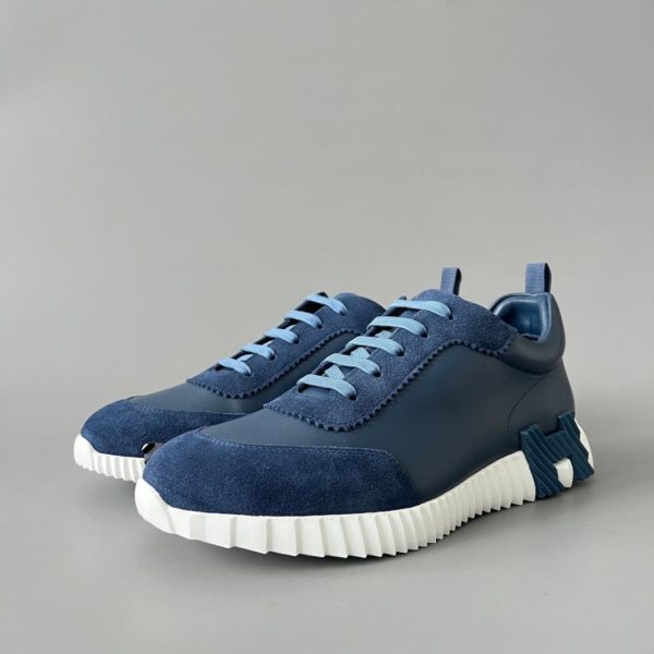 repliche,replica,perfette,siti di,affidabili,migliori siti,dove comprare,1:1,scarpe da ginnastica HERMES Bouncing, scarpe basse con punta tonda, stringate, casual, stile unisex, bianche e blu (F3NN3)