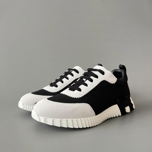 repliche,replica,perfette,siti di,affidabili,migliori siti,dove comprare,1:1,scarpe da ginnastica HERMES Bouncing, scarpe basse con punta tonda e lacci, casual, stile unisex, bianco/nero (NV1S7)