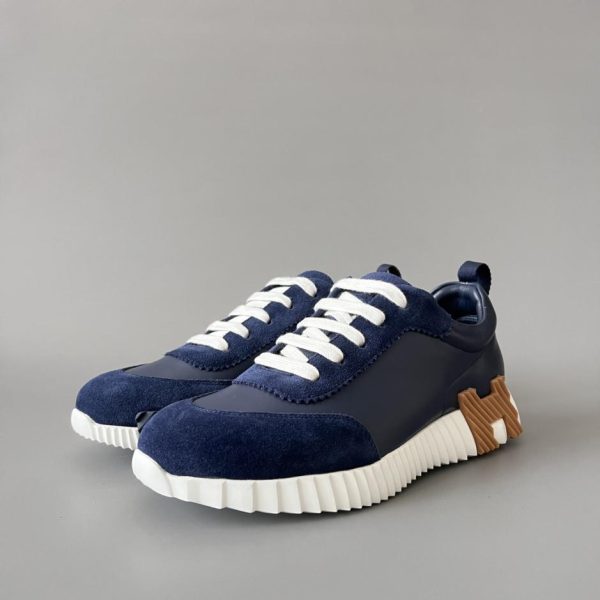 repliche,replica,perfette,siti di,affidabili,migliori siti,dove comprare,1:1,scarpe da ginnastica Scarpe casual con lacci e punta tonda basse HERMES Bouncing, blu scuro, stile unisex (363YJ)
