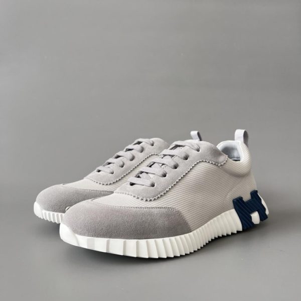 repliche,replica,perfette,siti di,affidabili,migliori siti,dove comprare,1:1,scarpe da ginnastica Scarpe casual con lacci e punta tonda basse HERMES Bouncing, grigio, bianco e blu, stile unisex (4 (41BLB))