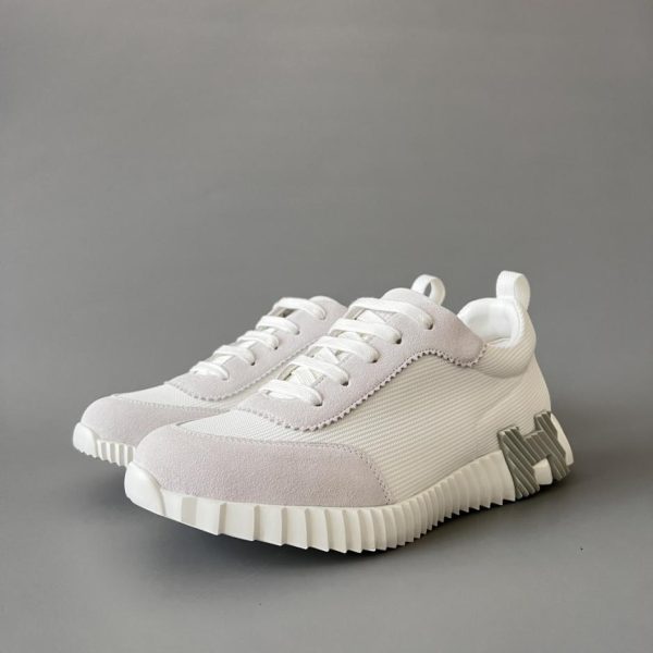 repliche,replica,perfette,siti di,affidabili,migliori siti,dove comprare,1:1,scarpe da ginnastica Scarpe casual con lacci e punta tonda HERMES Bouncing, basse, bianche/grigie, stile unisex (D59KO)