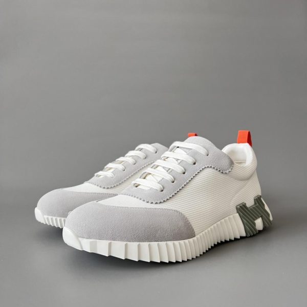 repliche,replica,perfette,siti di,affidabili,migliori siti,dove comprare,1:1,scarpe da ginnastica Scarpe casual con lacci e punta tonda HERMES Bouncing, basse, bianche/grigie, stile unisex (DZHXD)