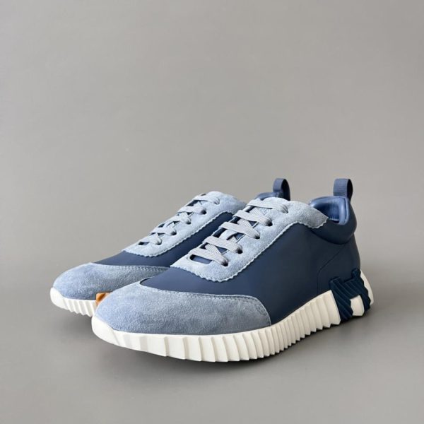 repliche,replica,perfette,siti di,affidabili,migliori siti,dove comprare,1:1,scarpe da ginnastica Scarpe casual con lacci e punta tonda basse HERMES Bouncing, bianche e blu, stile unisex (1QGTH)