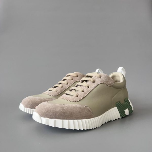 repliche,replica,perfette,siti di,affidabili,migliori siti,dove comprare,1:1,scarpe da ginnastica Scarpe casual con lacci e punta tonda basse HERMES Bouncing, verde, stile unisex (D1YCM)