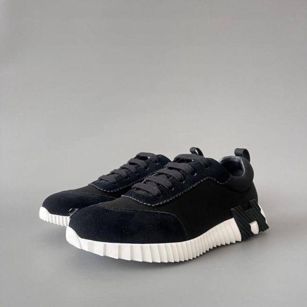 repliche,replica,perfette,siti di,affidabili,migliori siti,dove comprare,1:1,scarpe da ginnastica Scarpe casual con lacci e punta tonda basse HERMES Bouncing, nere, unisex (3H4OC)