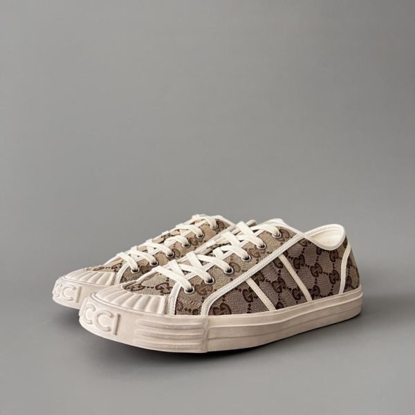 repliche,replica,perfette,siti di,affidabili,migliori siti,dove comprare,1:1,scarpe da ginnastica Scarpe basse in tela con lacci e punta tonda GUCCI Lido, beige, da uomo (U2Q2V)