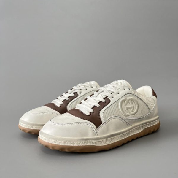 repliche,replica,perfette,siti di,affidabili,migliori siti,dove comprare,1:1,scarpe da ginnastica Sneakers basse con lacci GUCCI MAC80, bianche/marroni, da uomo (TMI24)