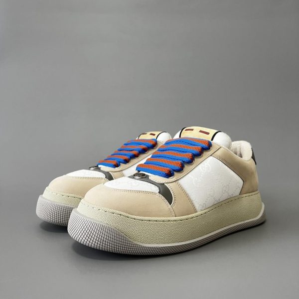 repliche,replica,perfette,siti di,affidabili,migliori siti,dove comprare,1:1,scarpe da ginnastica Gucci Screener Collection, modello da uomo in peluche bianco (Q8KGT)