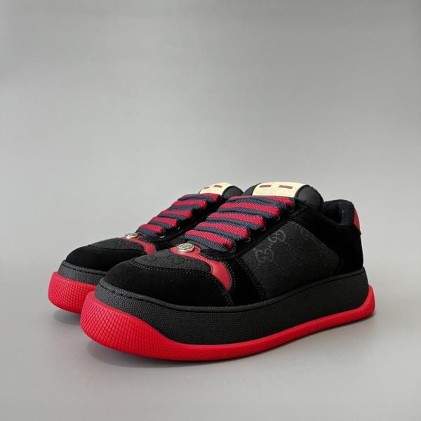 Gucci Screener Collection, modello da uomo in peluche nero e rosso (HR0OZ)