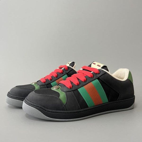 repliche,replica,perfette,siti di,affidabili,migliori siti,dove comprare,1:1,scarpe da ginnastica Sneakers Gucci Screener series invecchiate, nero sporco, stile maschile di qualità (SBTRE)