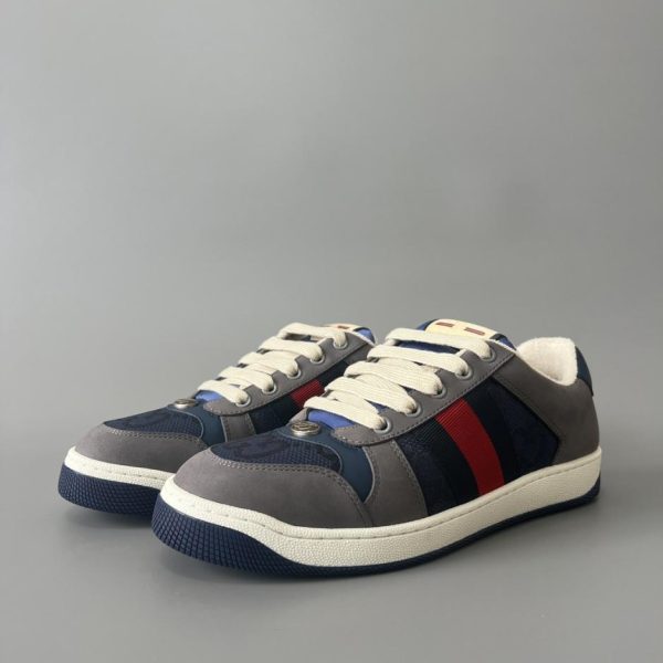 Sneakers Gucci Screener in tela blu-grigio, stile maschile di qualità (5INVJ)
