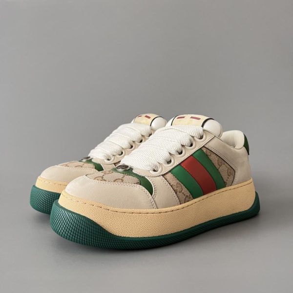 repliche,replica,perfette,siti di,affidabili,migliori siti,dove comprare,1:1,scarpe da ginnastica Collezione Gucci Screener, stile Double G verde, unisex di alta qualità (2L6R6)