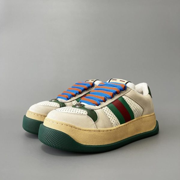 repliche,replica,perfette,siti di,affidabili,migliori siti,dove comprare,1:1,scarpe da ginnastica Collezione Gucci Screener, modello peluche bianco e verde, unisex di alta qualità (IXY0N)