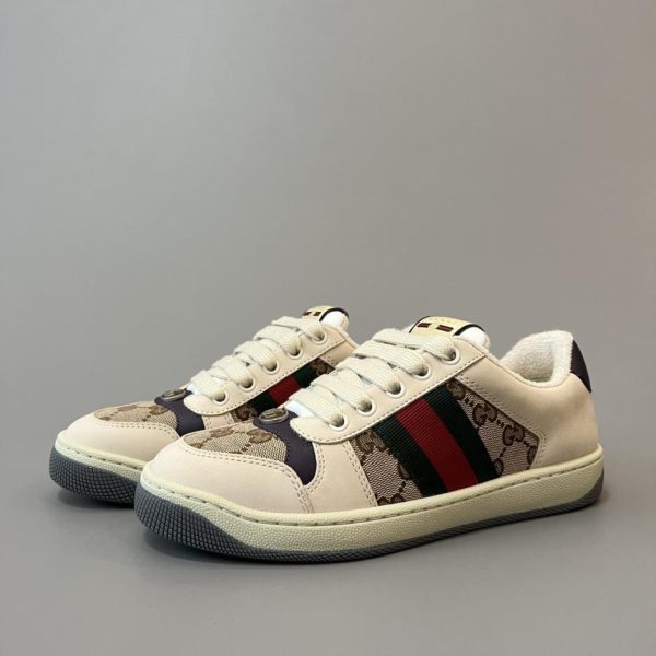 repliche,replica,perfette,siti di,affidabili,migliori siti,dove comprare,1:1,scarpe da ginnastica Sneakers Gucci Screener series in tessuto anticato, viola uva, stile unisex di qualità (496XK)
