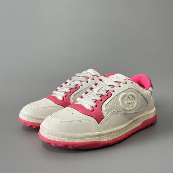 repliche,replica,perfette,siti di,affidabili,migliori siti,dove comprare,1:1,scarpe da ginnastica Sneakers basse con lacci GUCCI MAC80, bianche e rosa, da donna (7ADF0)