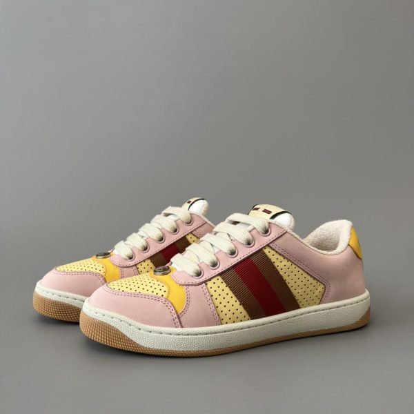 repliche,replica,perfette,siti di,affidabili,migliori siti,dove comprare,1:1,scarpe da ginnastica Sneakers Gucci Screener in tessuto anticato, edizione limitata rosa per il Qixi Festival, stile femminile di qualità (YW5LF)