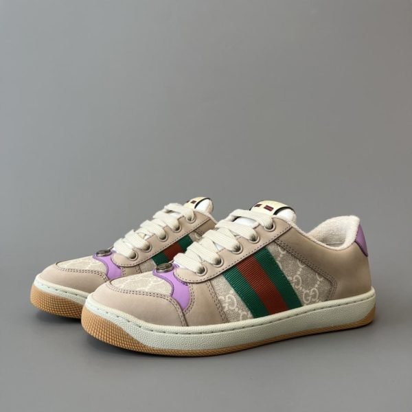 repliche,replica,perfette,siti di,affidabili,migliori siti,dove comprare,1:1,scarpe da ginnastica Sneakers Gucci Screener della serie Distressed, color avena, modello da donna di qualità (44 mm).