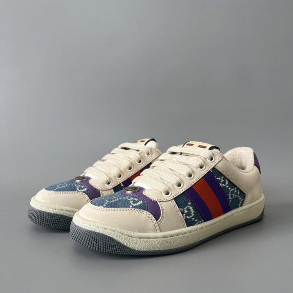 repliche,replica,perfette,siti di,affidabili,migliori siti,dove comprare,1:1,scarpe da ginnastica Sneakers Gucci Screener in tessuto effetto used, blu denim, stile femminile di qualità (KGASD)