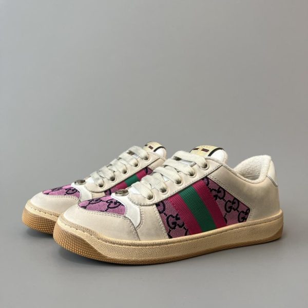 repliche,replica,perfette,siti di,affidabili,migliori siti,dove comprare,1:1,scarpe da ginnastica Sneakers Gucci Screener series distressed, viola-rosa, stile femminile di qualità (B6HKQ)