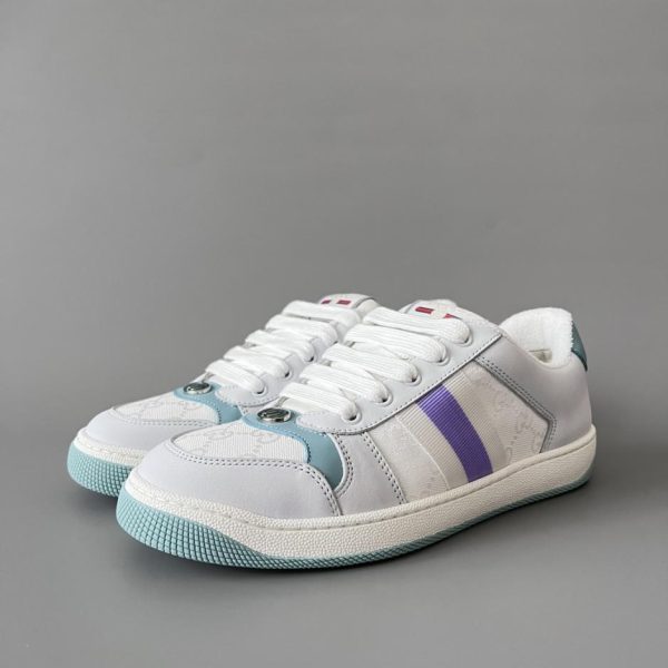 repliche,replica,perfette,siti di,affidabili,migliori siti,dove comprare,1:1,scarpe da ginnastica Sneakers Gucci Screener series distressed, blu e bianche, stile femminile di qualità (9BA94)