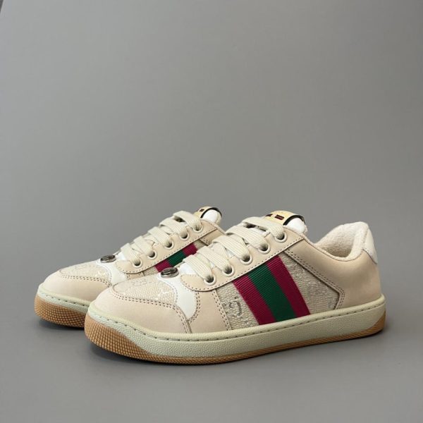 repliche,replica,perfette,siti di,affidabili,migliori siti,dove comprare,1:1,scarpe da ginnastica Sneakers Gucci Screener in tessuto anticato, argento scintillante, stile femminile di qualità (E38ZT)