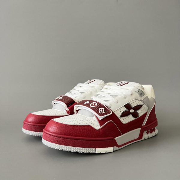 repliche,replica,perfette,siti di,affidabili,migliori siti,dove comprare,1:1,scarpe da ginnastica LOUIS VUITTON Sneakers basse in pelle con logo floreale da uomo, rosse (RRAET)