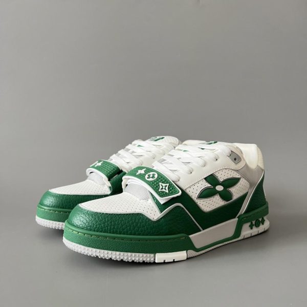 LOUIS VUITTON Sneakers basse in pelle con logo floreale da uomo, verde (3BIX6)