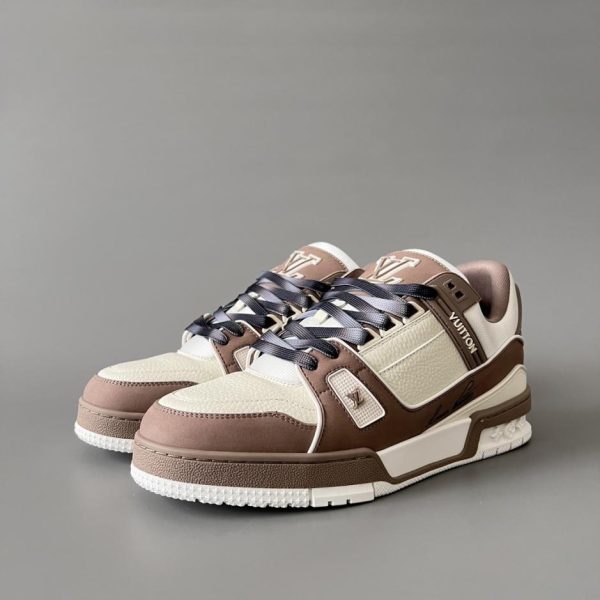 repliche,replica,perfette,siti di,affidabili,migliori siti,dove comprare,1:1,scarpe da ginnastica Louis Vuitton Trainer Low-Top Casual Sneakers, Grigio-Marrone, Uomo (IWFN3)