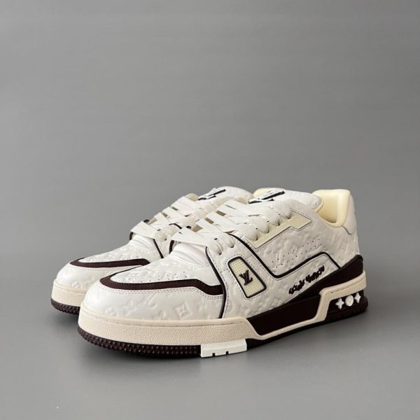 repliche,replica,perfette,siti di,affidabili,migliori siti,dove comprare,1:1,scarpe da ginnastica Louis Vuitton Trainer Low-Top Casual Sneakers, Beige Stile Uomo (LDMJI)