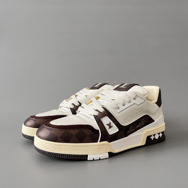 repliche,replica,perfette,siti di,affidabili,migliori siti,dove comprare,1:1,scarpe da ginnastica Louis Vuitton Trainer Low-Top Casual Sneakers, Beige/Marrone, Uomo (XTKQ7)
