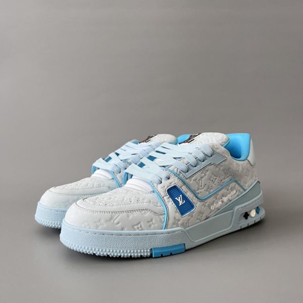repliche,replica,perfette,siti di,affidabili,migliori siti,dove comprare,1:1,scarpe da ginnastica Louis Vuitton Trainer Low-Top Casual Sneakers, Blu nebbia, Uomo (CK8RM)