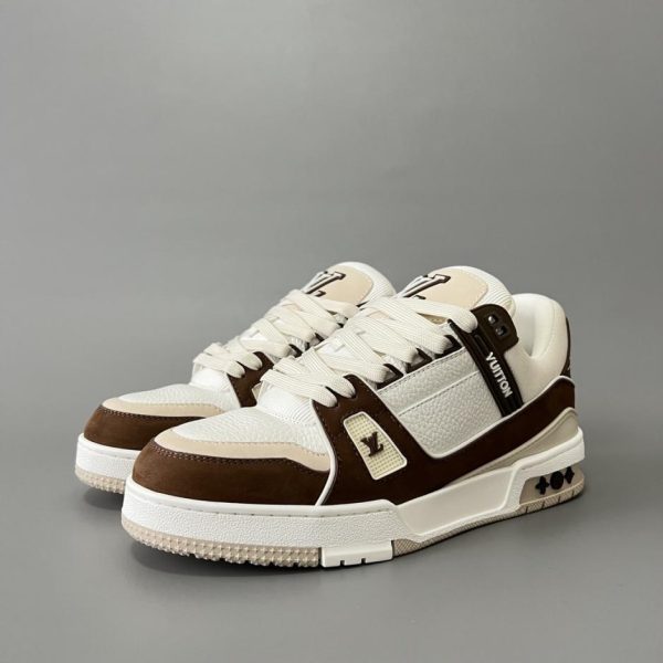 repliche,replica,perfette,siti di,affidabili,migliori siti,dove comprare,1:1,scarpe da ginnastica Louis Vuitton Trainer Low-Top Casual Sneakers, Uomo, Bianco/Marrone (BX4RH)