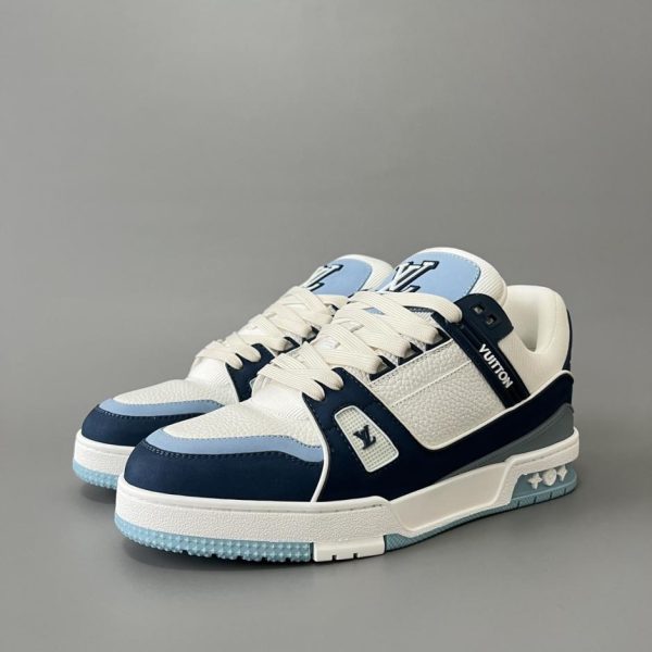 repliche,replica,perfette,siti di,affidabili,migliori siti,dove comprare,1:1,scarpe da ginnastica Louis Vuitton Trainer Low-Top Casual Sneakers, Blu e Bianco, Uomo (2VM7A)