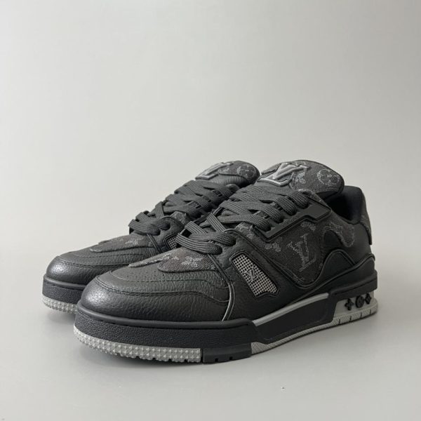 repliche,replica,perfette,siti di,affidabili,migliori siti,dove comprare,1:1,scarpe da ginnastica Louis Vuitton Trainer Low-Top Casual Sneakers, Nero Denim, Uomo (5K18Z)