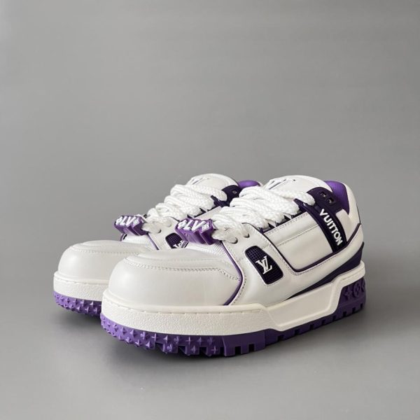 repliche,replica,perfette,siti di,affidabili,migliori siti,dove comprare,1:1,scarpe da ginnastica Louis Vuitton Trainer Maxi, unisex, in bianco e viola (NJWD4)