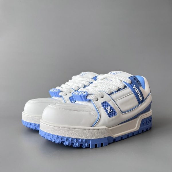 repliche,replica,perfette,siti di,affidabili,migliori siti,dove comprare,1:1,scarpe da ginnastica Louis Vuitton Trainer Maxi, modello unisex nei colori bianco, viola e blu (HVSS7)