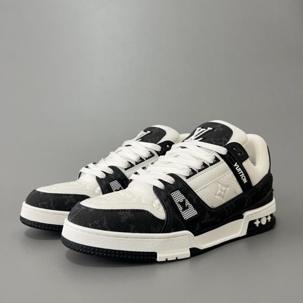 Louis Vuitton Trainer Low-Top Casual Sneakers, Bianco/Nero Stile Panda, Unisex (N50DJ)
