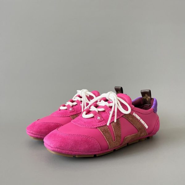 repliche,replica,perfette,siti di,affidabili,migliori siti,dove comprare,1:1,scarpe da ginnastica LOUIS VUITTON Sneakerina, scarpe da ginnastica tedesche, in pelle di vacchetta, viola-rosso, da donna (LBLYK)