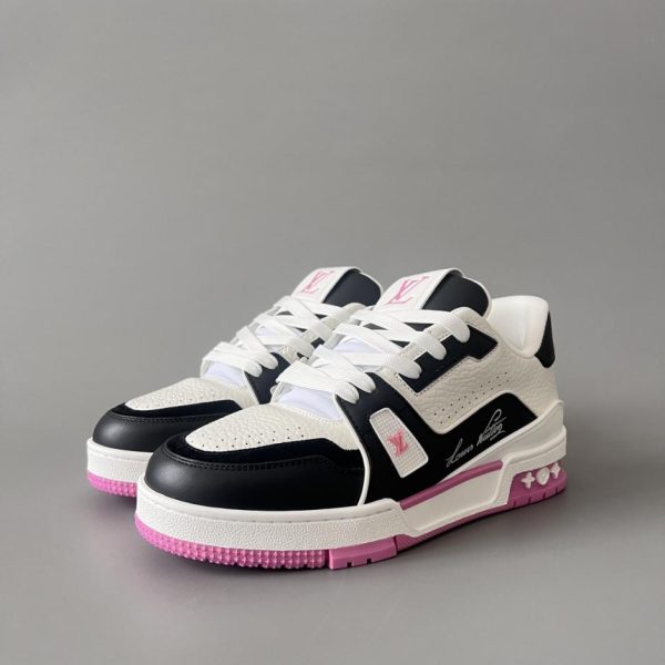 repliche,replica,perfette,siti di,affidabili,migliori siti,dove comprare,1:1,scarpe da ginnastica Louis Vuitton Trainer, sneakers basse casual, rosa, da donna (MN60B)