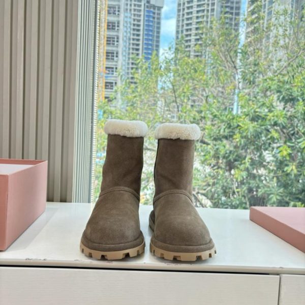 MIUMIU Autunno/Inverno Nuovo Stile Scarpe in Cotone e Stivali Pelosi (DK2N5)