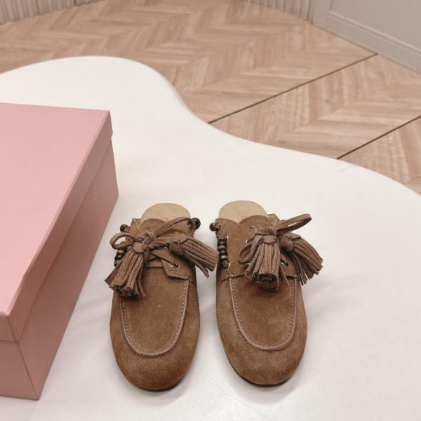 Mocassini/pantofole slip-on in stile vintage con nappe e perline Miu Miu autunno/inverno (SU79R)