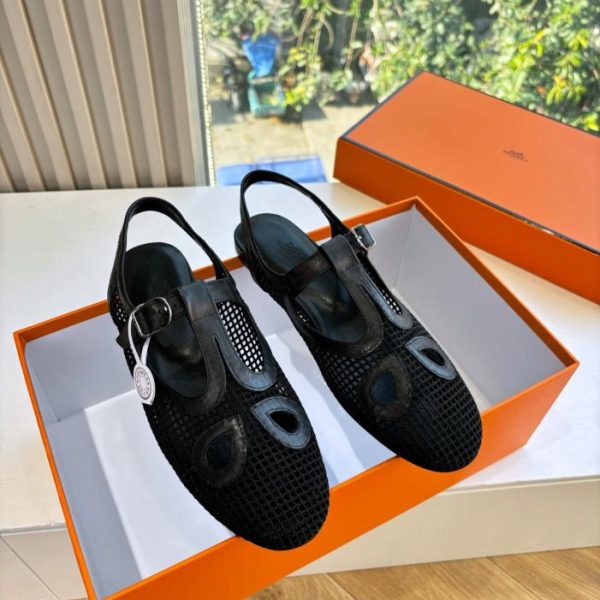 repliche,replica,perfette,siti di,affidabili,migliori siti,dove comprare,1:1,scarpe da ginnastica Sandali piatti Hermès New Mesh Cutout Pig nose (0MTAE)
