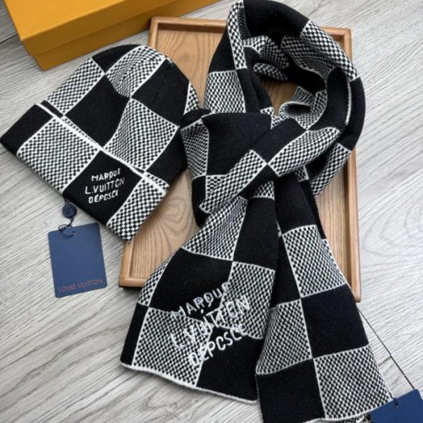 repliche,replica,perfette,siti di,affidabili,migliori siti,dove comprare,1:1,scarpe da ginnastica Cappello da abito in lana LV – Cappello + sciarpa, cappello da abito classico, unisex (F0XDX)