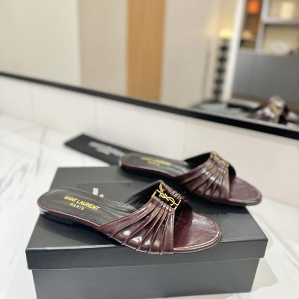 Novità estiva YSL "SAINT LAURENT": eleganti e raffinate pantofole con punta in metallo (944BL)
