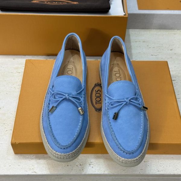 repliche,replica,perfette,siti di,affidabili,migliori siti,dove comprare,1:1,scarpe da ginnastica Mocassini piatti in paglia intrecciata con fiocco e nappina, nuovi colori pastello, di TOD’S per la primavera (76DT3)