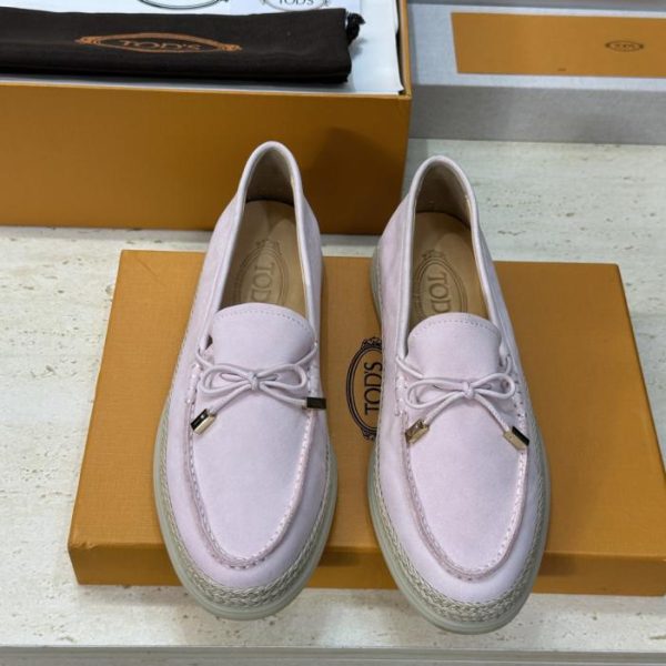 repliche,replica,perfette,siti di,affidabili,migliori siti,dove comprare,1:1,scarpe da ginnastica Mocassini piatti da donna TOD’S Early Spring, nuovi, in paglia intrecciata con fiocco e nappine color caramella (OX0L9)