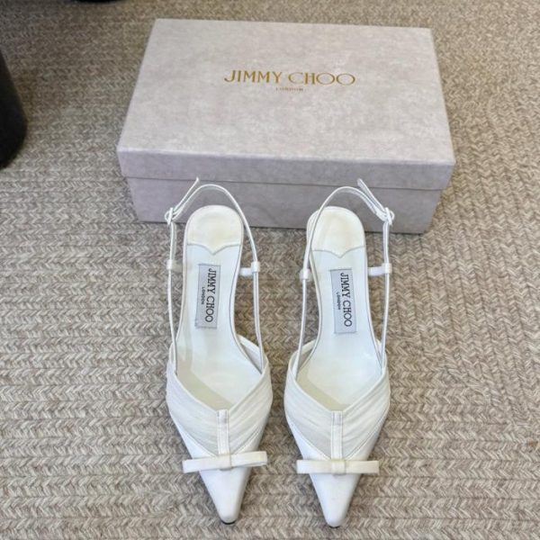 repliche,replica,perfette,siti di,affidabili,migliori siti,dove comprare,1:1,scarpe da ginnastica Sandali Jimmy Cho Primavera/Estate con punta a punta, in rete plissettata e fiocco, con tallone aperto (K4STE)