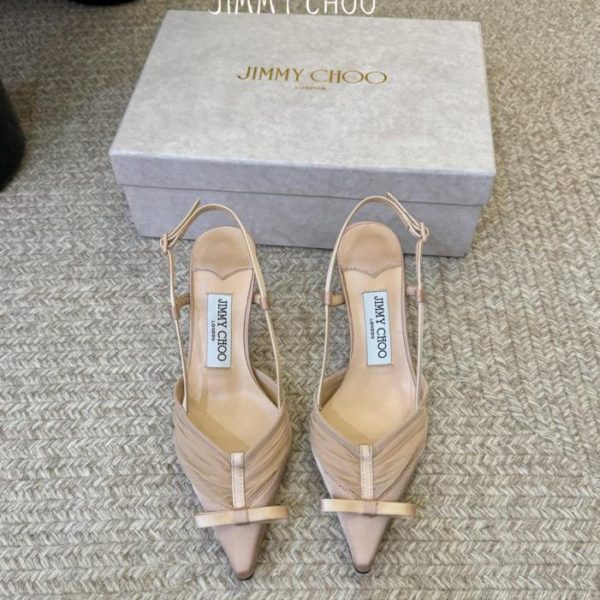repliche,replica,perfette,siti di,affidabili,migliori siti,dove comprare,1:1,scarpe da ginnastica Sandali Jimmy Cho Primavera/Estate, nuovi, con punta affusolata, in rete plissettata e fiocco, con tallone aperto (OL46W)