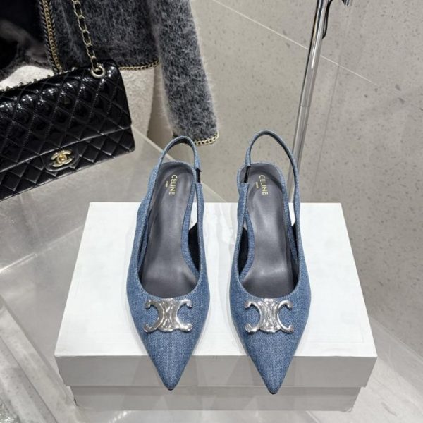 repliche,replica,perfette,siti di,affidabili,migliori siti,dove comprare,1:1,scarpe da ginnastica I nuovi sandali aperti sul retro con tacco a spillo e punta affusolata Arc de Triomphe di CELINE (5U9XX)