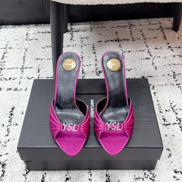 repliche,replica,perfette,siti di,affidabili,migliori siti,dove comprare,1:1,scarpe da ginnastica Pantofole con tacco alto e punta affusolata, modello plissettato, nuova collezione primavera Saint Laurent (LXJYH)